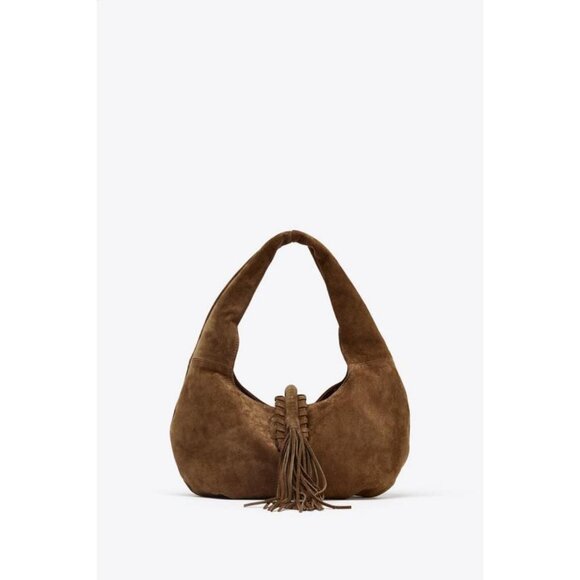 ZARA FRINGED SPLIT SUEDE SHOULDER BAG - Picture 5 of 7